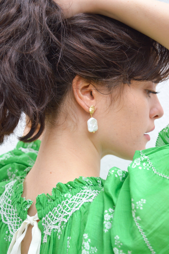 SUN Molten Freshwater Pearl Earrings - The Mercantile London