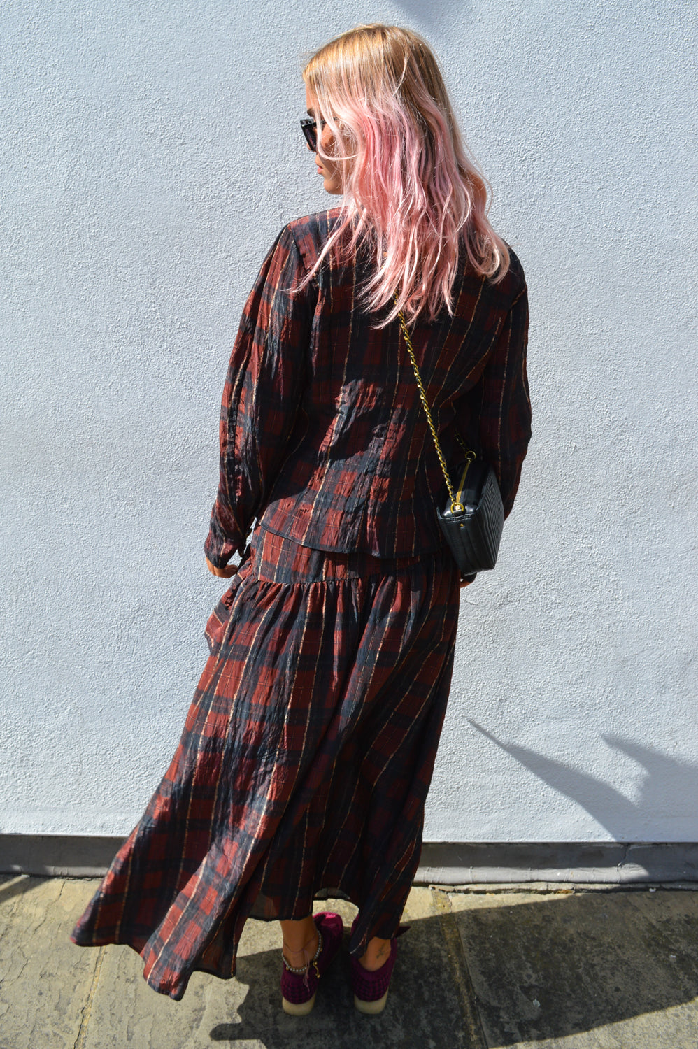 Baum Und Pferdgarten Millea Dark Red Check Top - The Mercantile London