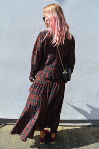 Baum Und Pferdgarten Millea Dark Red Check Top - The Mercantile London