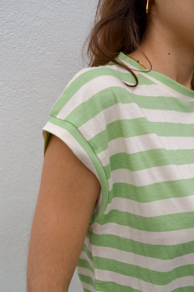 Compania Fantastica Green Striped Short Sleeve T-Shirt - The Mercantile London