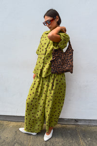 Linen & More Pistachio Polka Dot Pants