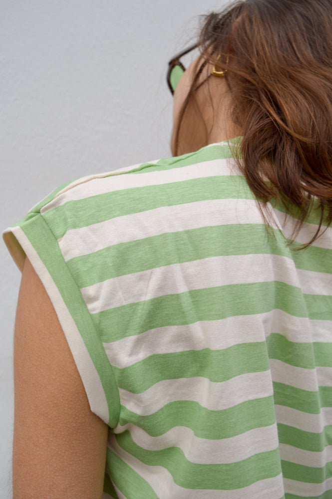 Compania Fantastica Green Striped Short Sleeve T-Shirt - The Mercantile London