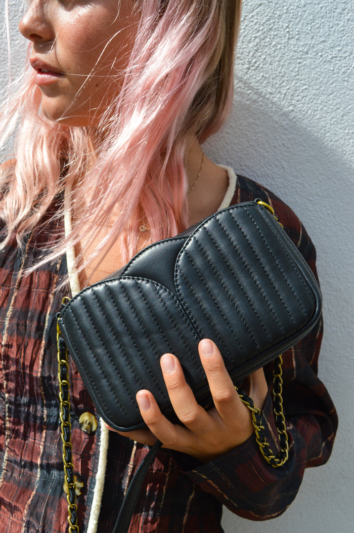 Sessùn Divinou Small Quilted Black Leather Bag - The Mercantile London