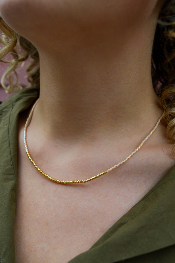 MAAS Muse Glass Miyuki Bead Peach Necklace - The Mercantile London