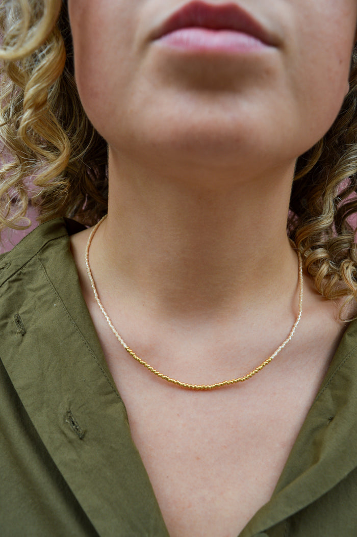 MAAS Muse Glass Miyuki Bead Peach Necklace - The Mercantile London