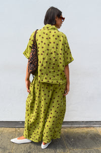 Linen & More Pistachio Polka Dot Pants