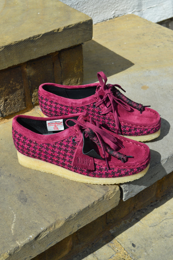 Clarks Plum Harris Tweed Wallabees - The Mercantile London