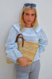 The Tiny Big Sister Puff Sleeves Pretty Blue Blouse