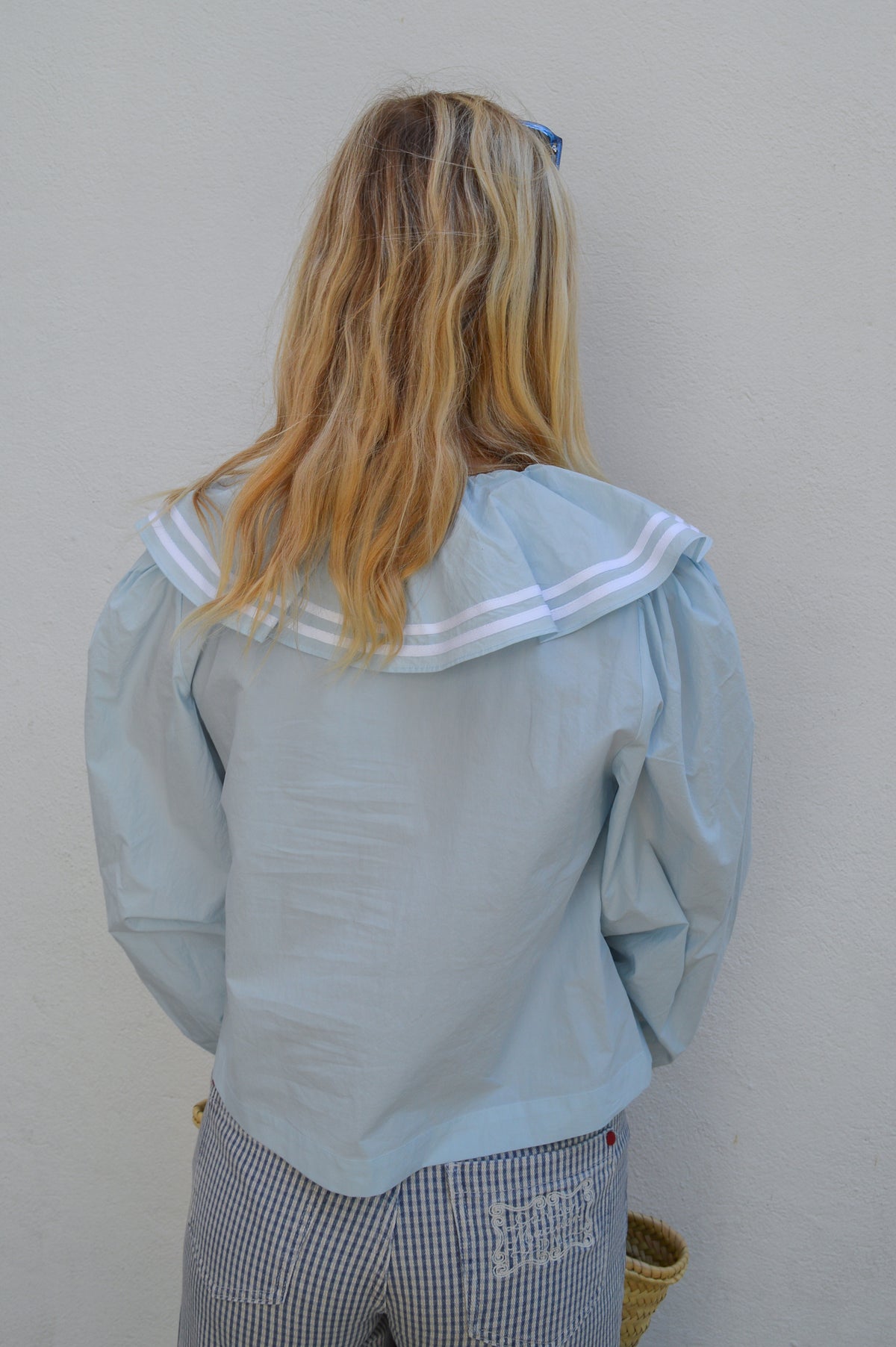 The Tiny Big Sister Puff Sleeves Pretty Blue Blouse