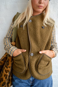 Soeur Floyd Bronze Sherpa Sleeveless Jacket - The Mercantile London