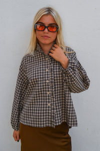 Grace & Mila Adelie Latte Check Blouse