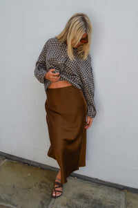 Grace & Mila Adelie Latte Check Blouse