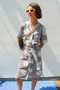 Object Penny Gingham Embroidered Midi Dress - The Mercantile London