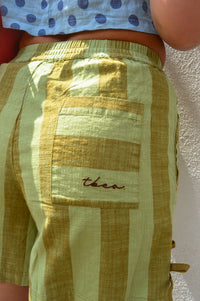 TBCo Green & Brown Stripe Cotton Tie Shorts
