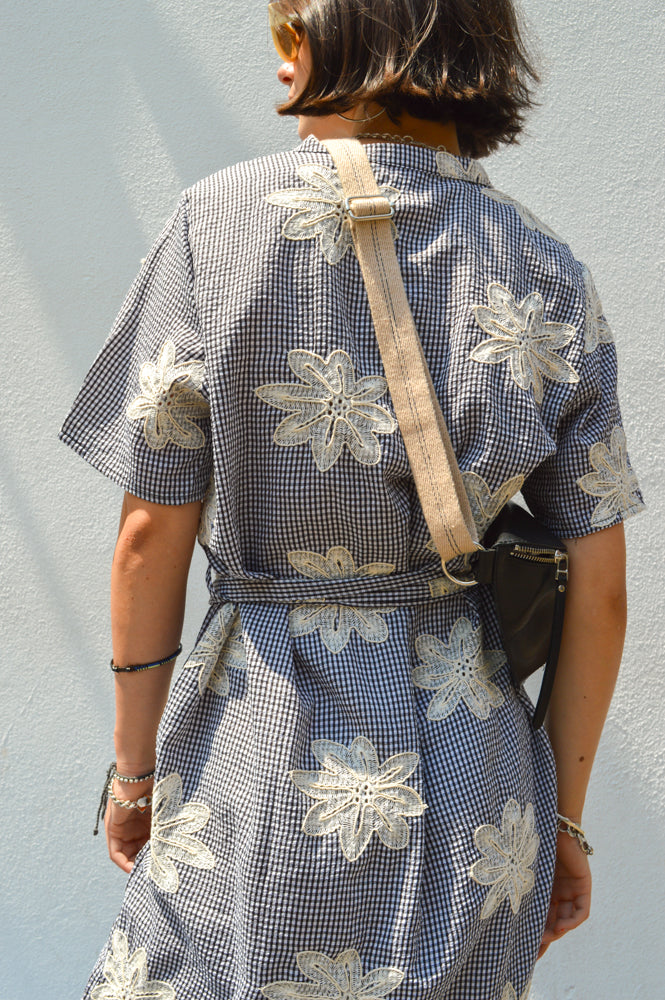 Object Penny Gingham Embroidered Midi Dress - The Mercantile London