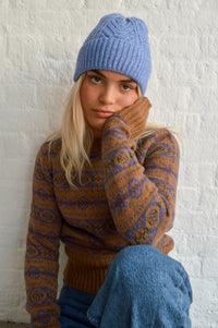Soeur Gipsy Camel And Violet Jacquard Jumper - The Mercantile London