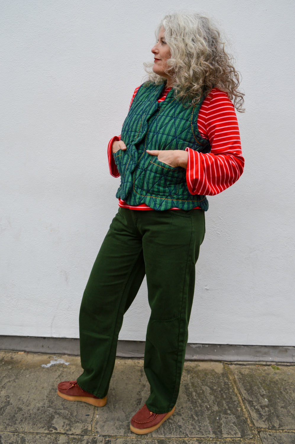 Bonté Estelle Fir & Midnight Stripe Gilet - The Mercantile London