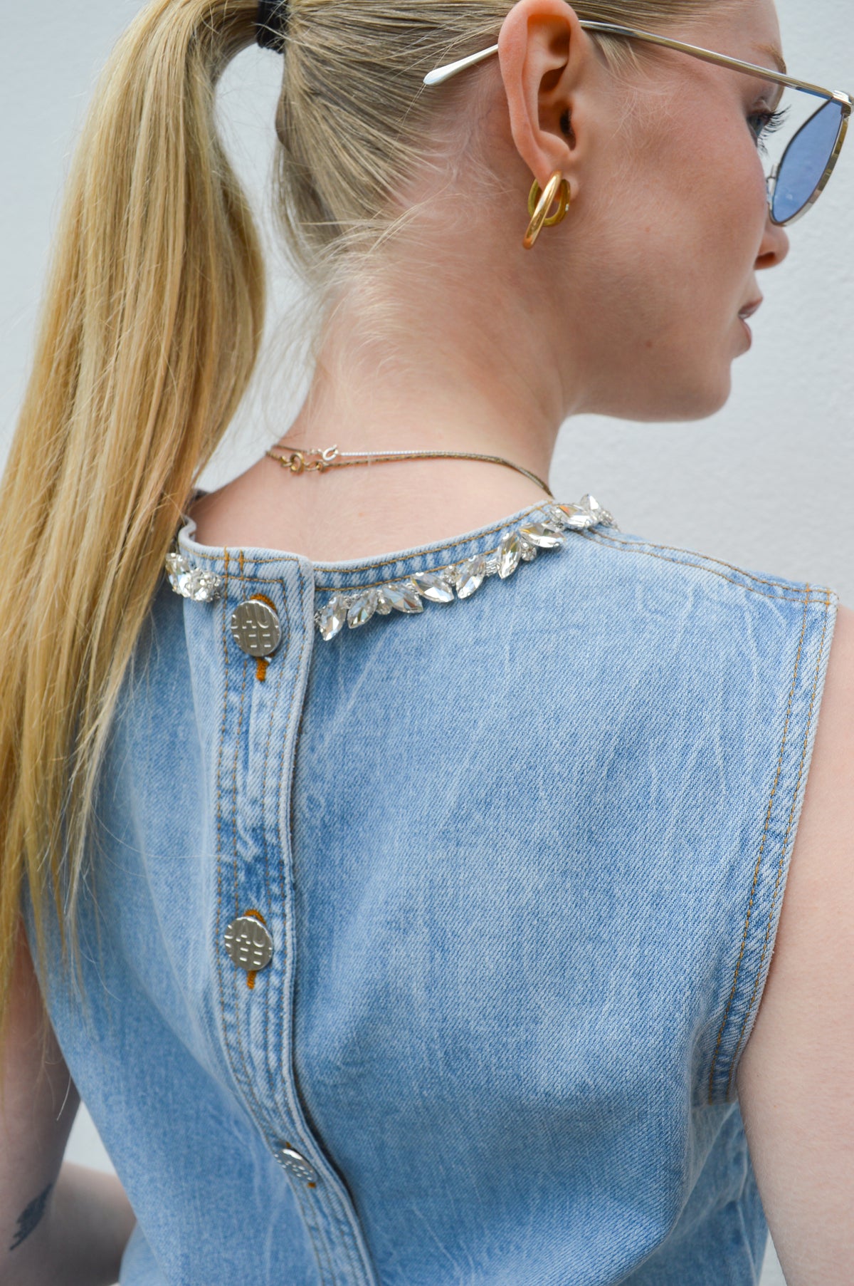 Baum Und Pferdgarten Medine Denim Embellished Top - The Mercantile London