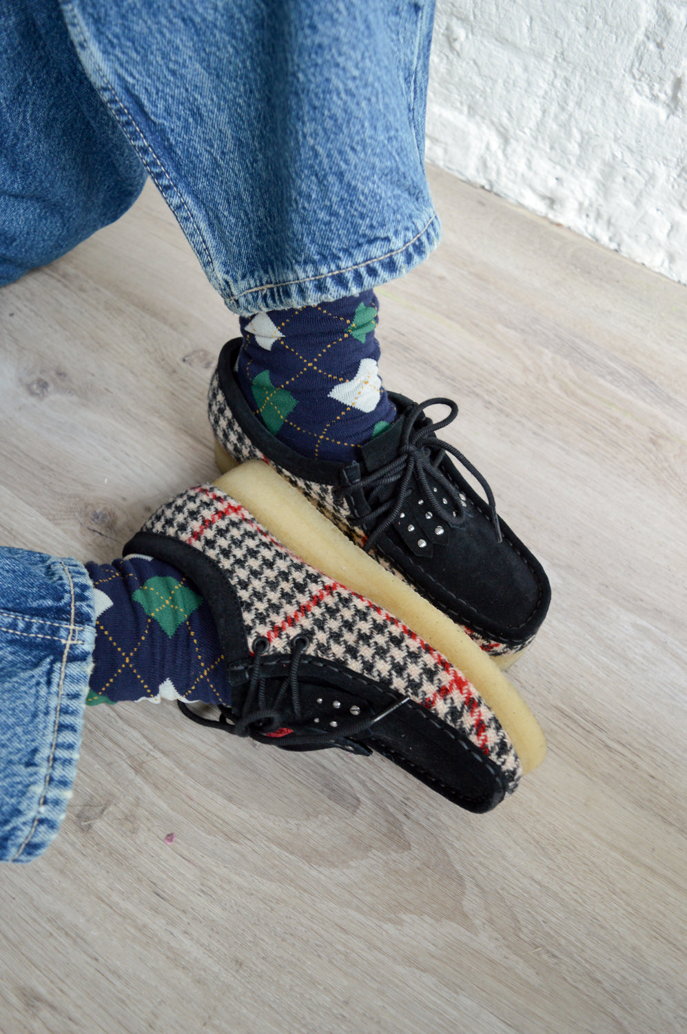 Clarks Black Harris Tweed Wallabees - The Mercantile London