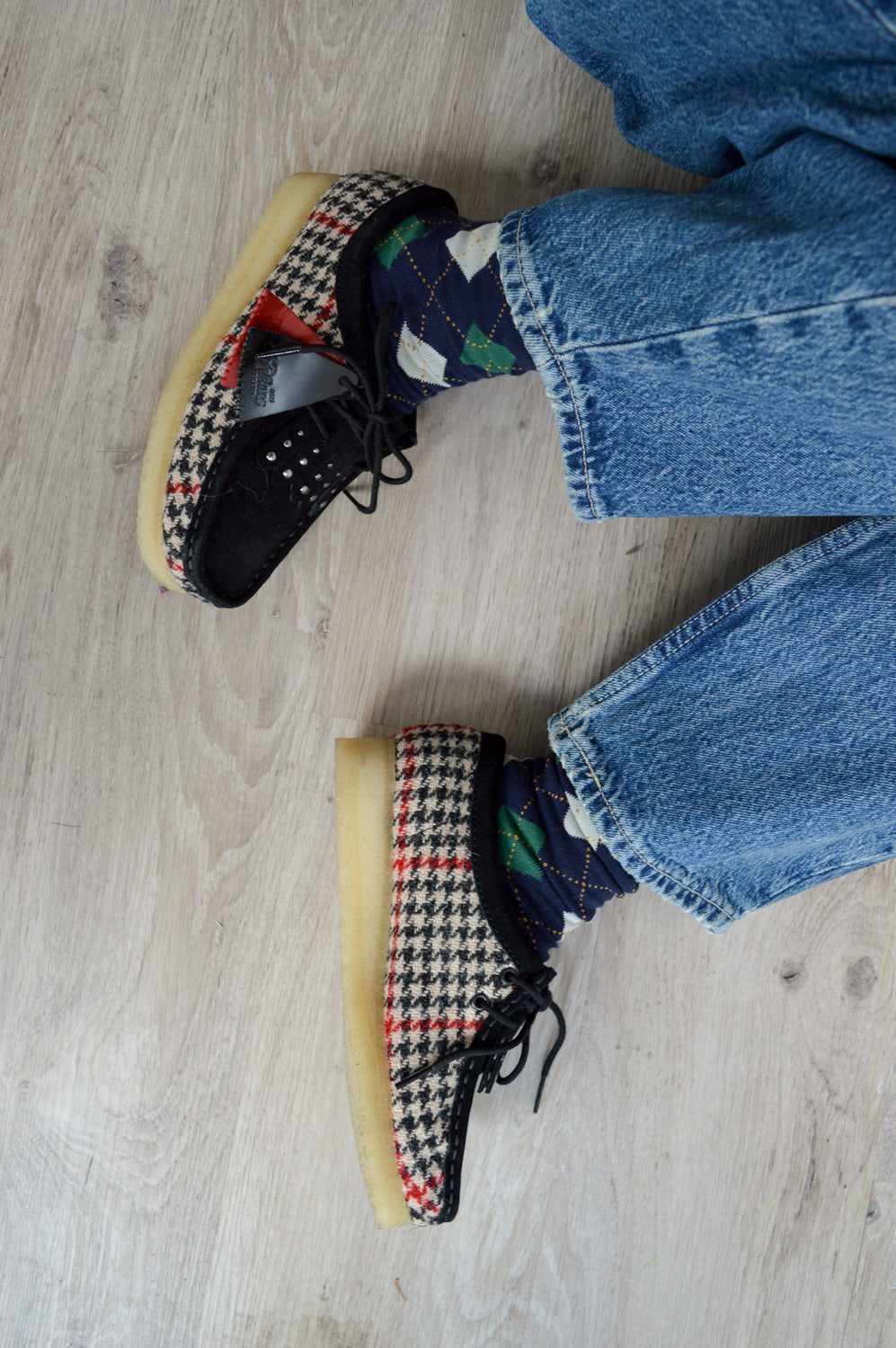 Clarks Black Harris Tweed Wallabees - The Mercantile London