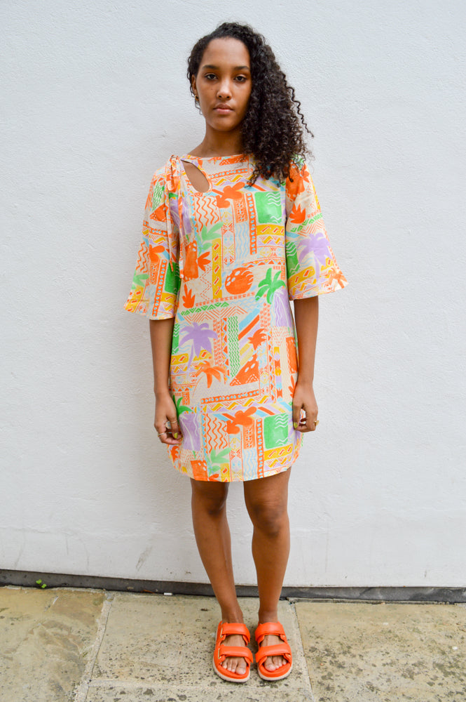Native Youth Beach Printed Yellow Dress - The Mercantile London