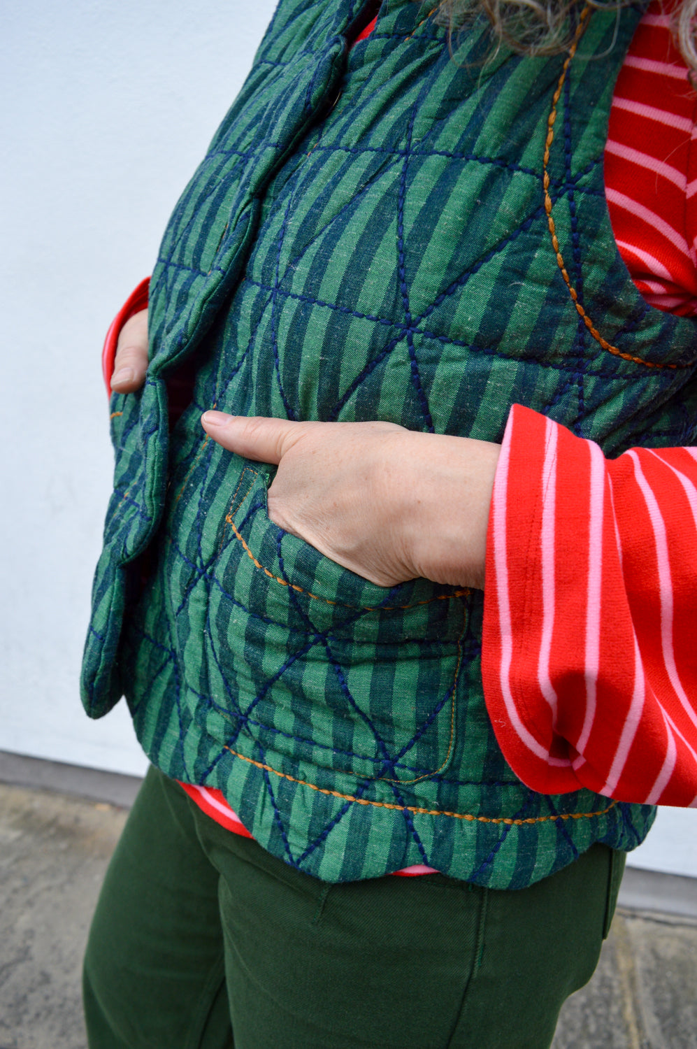 Bonté Estelle Fir & Midnight Stripe Gilet - The Mercantile London