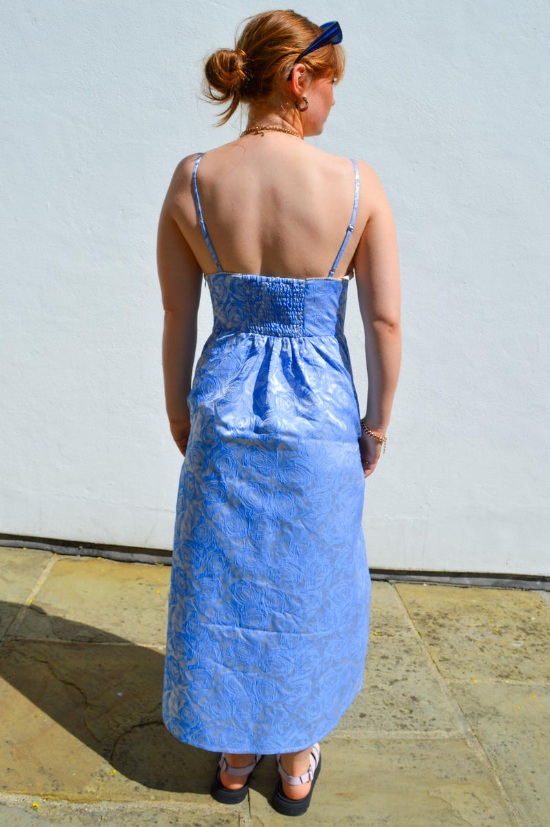 Baum Und Pferdgarten Alvina Blue Rose Jacquard Dress - The Mercantile London