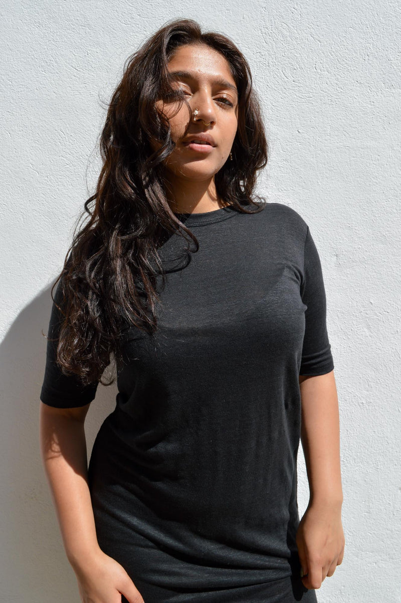 Knowledge Cotton Linen Black Jet T-Shirt Dress - The Mercantile London