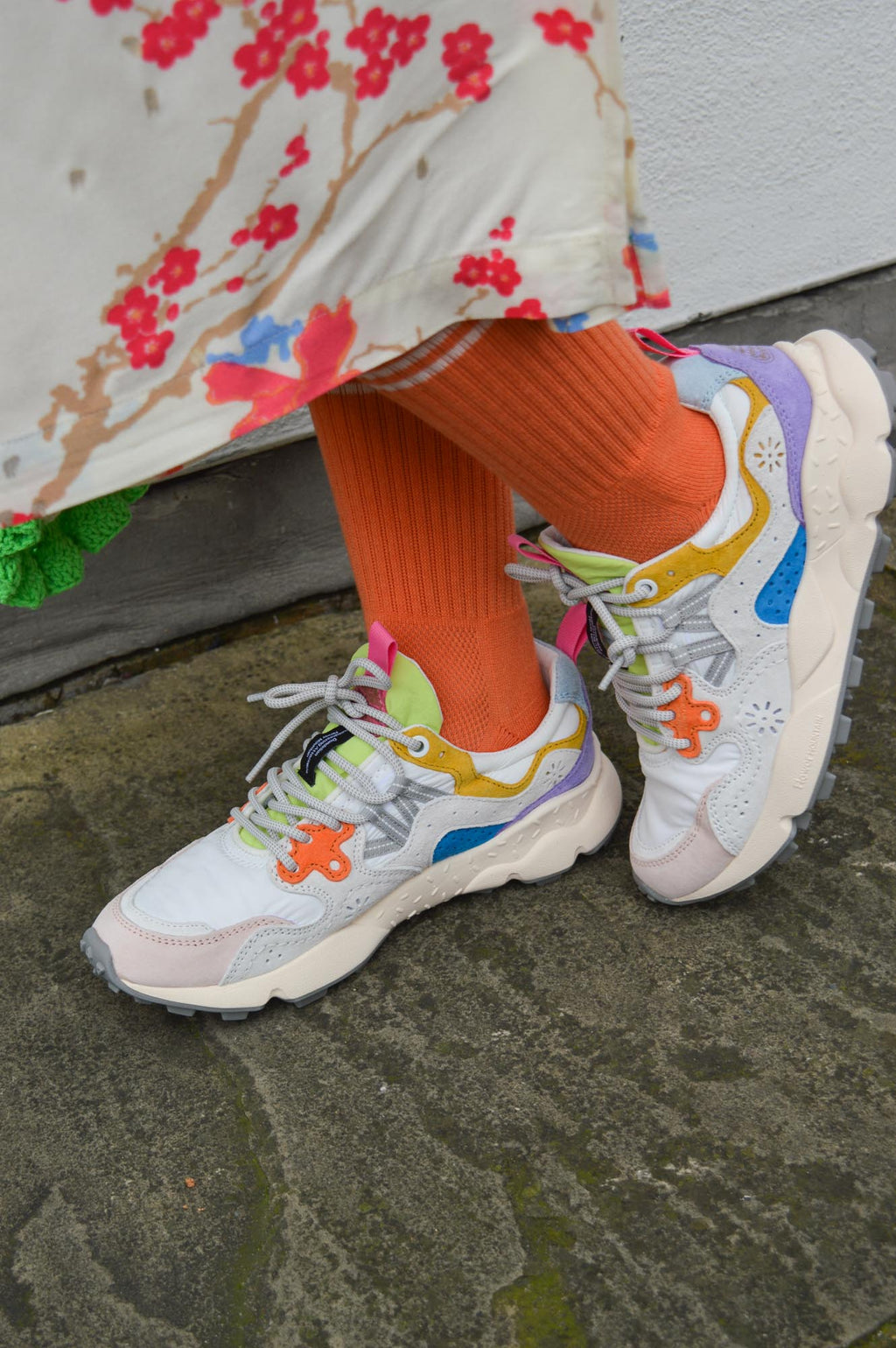 Flower Mountain Yamano 3 White / Pink Trainers - The Mercantile London