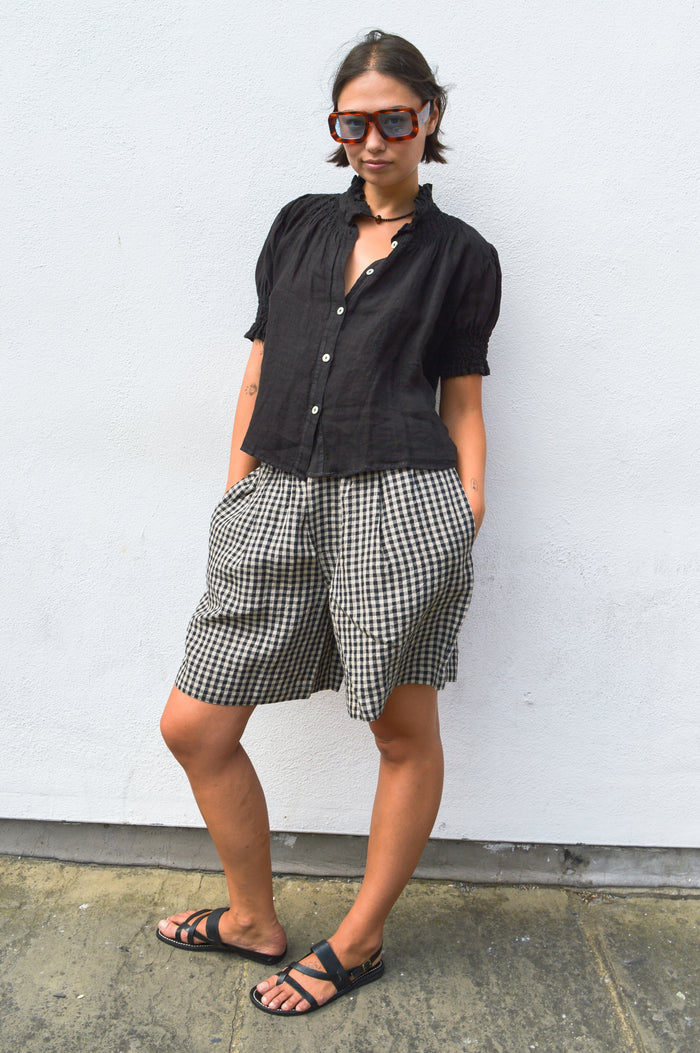 Amente Black & Natural Gingham Easy Shorts