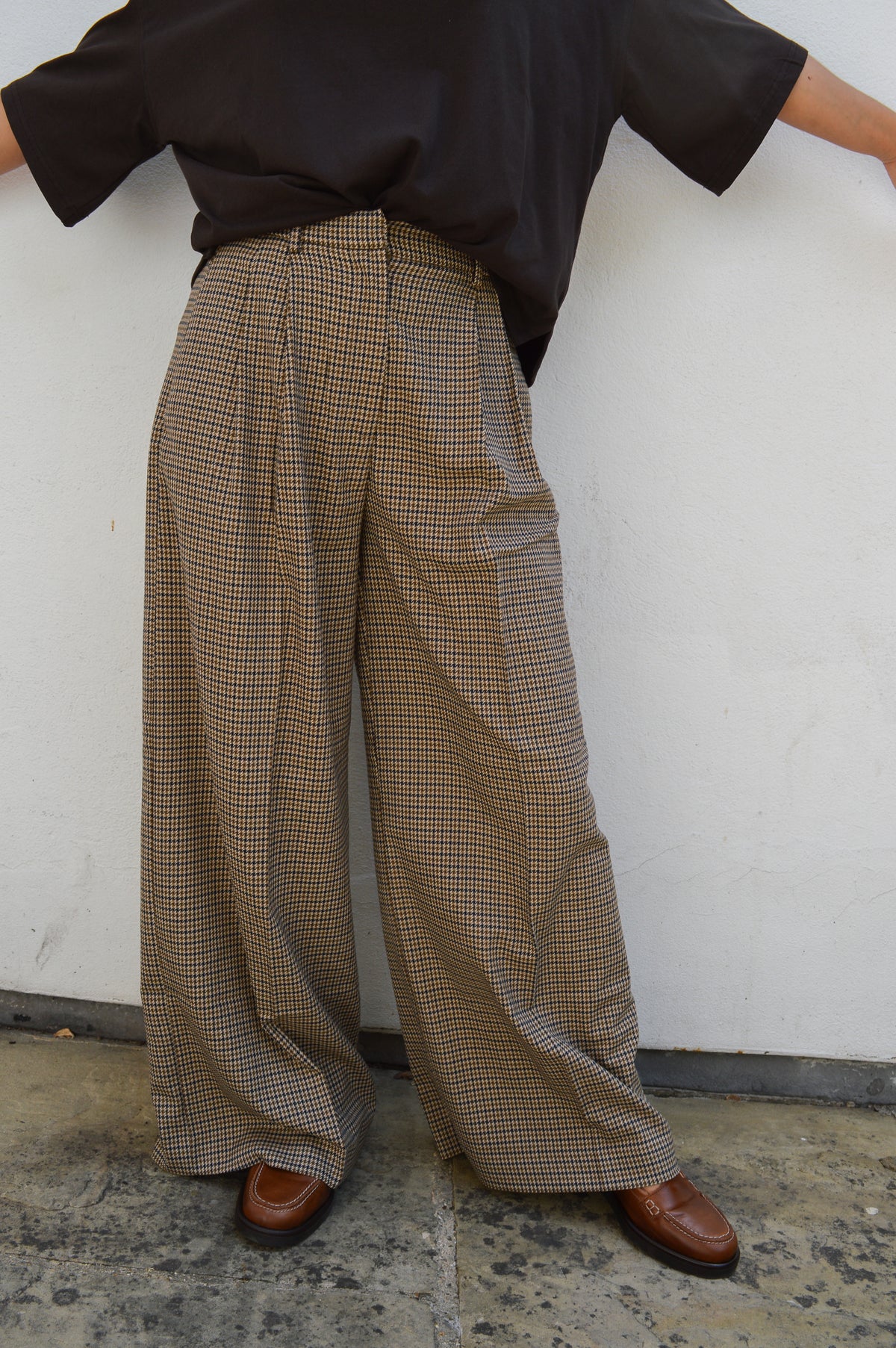 Grace & Mila Ayen Houndstooth Beige Trousers