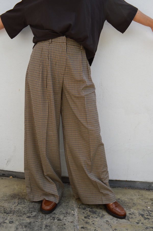 Grace & Mila Ayen Houndstooth Beige Trousers