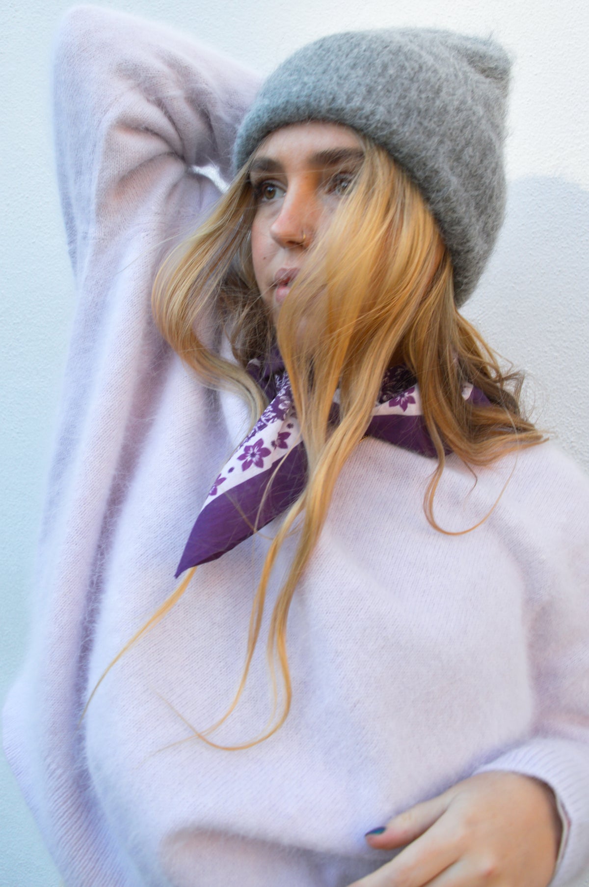 Arctic Fox Grey Alpaca Beanie - The Mercantile London