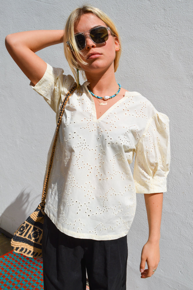 Esmé Studios Leo Buttercream Blouse - The Mercantile London