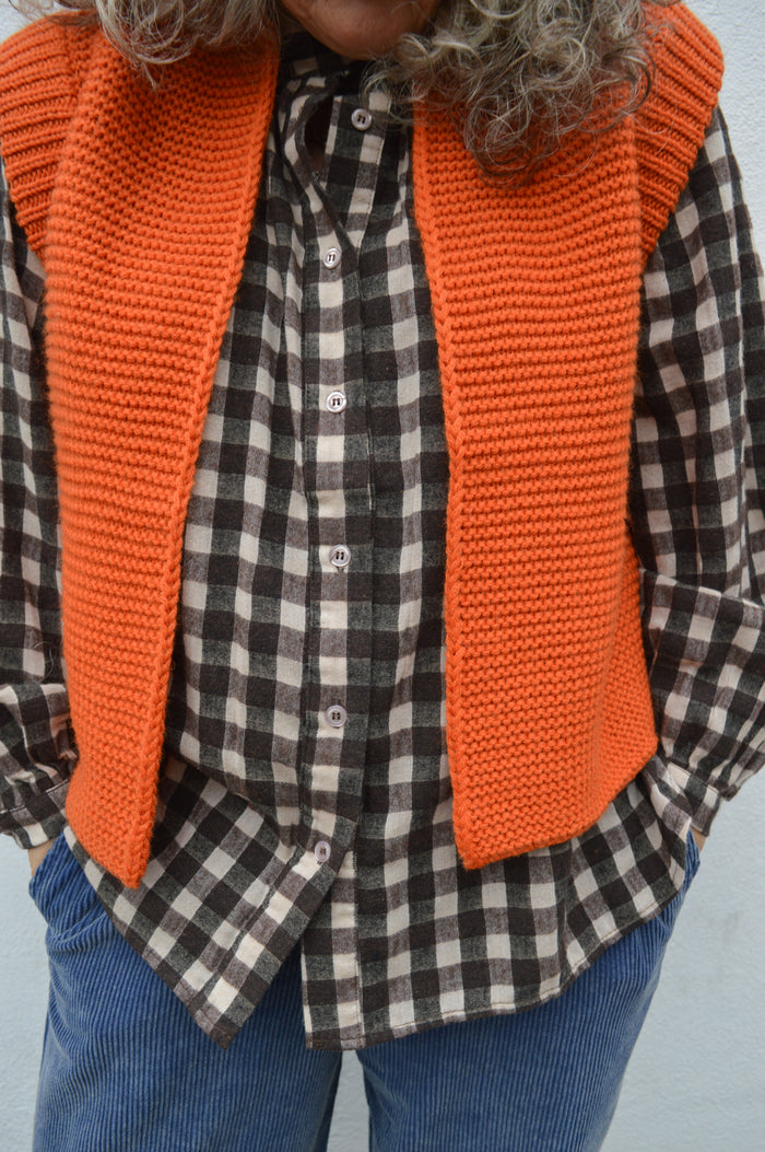 Sommerville Burnt Orange Knitted Waistcoat - The Mercantile London
