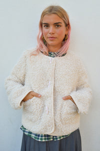 Object Iduna Teddy White Sand Jacket - The Mercantile London