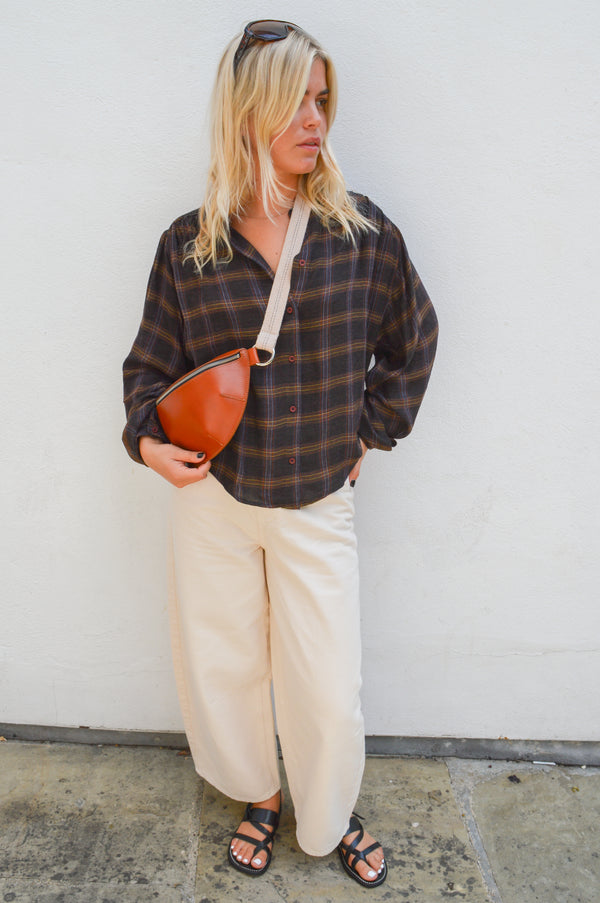 Sacrécoeur Gladis Maroon Check Blouse