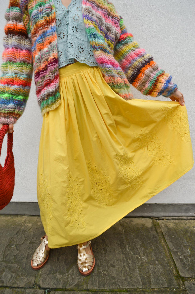 Stella Nova Embroidery Anglaise Sweet Yellow Skirt - The Mercantile London