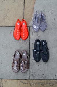 JuJu Riley Chocolate Open Toe Jelly Shoes - The Mercantile London