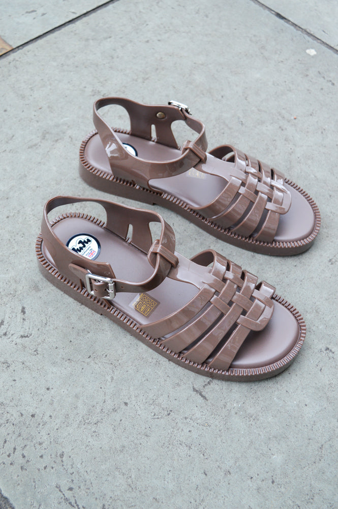 JuJu Riley Chocolate Open Toe Jelly Shoes - The Mercantile London