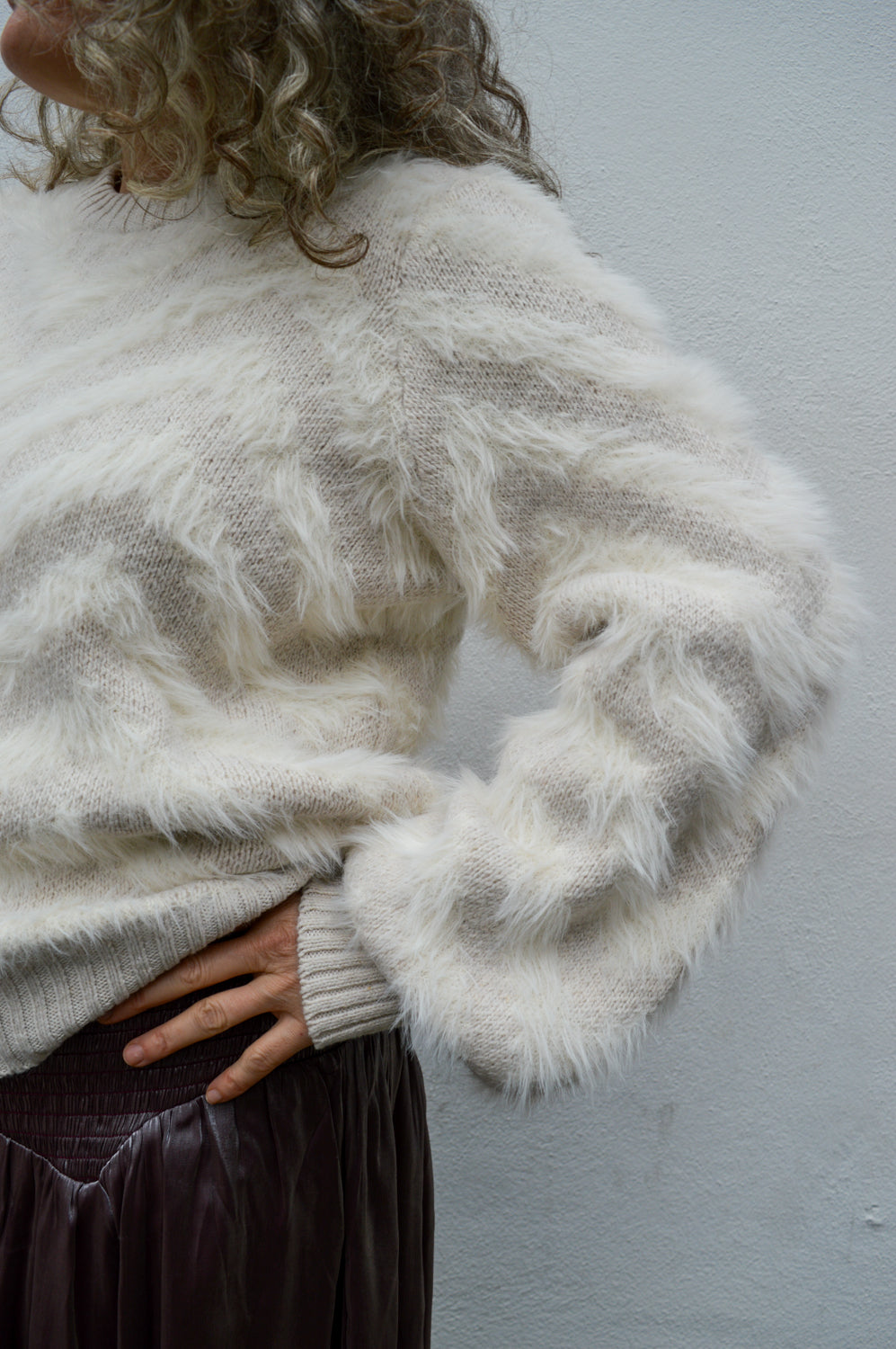 Object Hollow White Sand Chevron Jumper - The Mercantile London