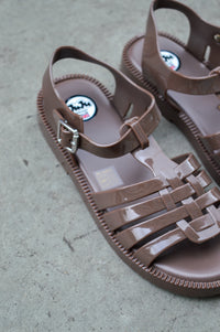 JuJu Riley Chocolate Open Toe Jelly Shoes - The Mercantile London
