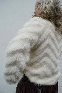 Object Hollow White Sand Chevron Jumper - The Mercantile London