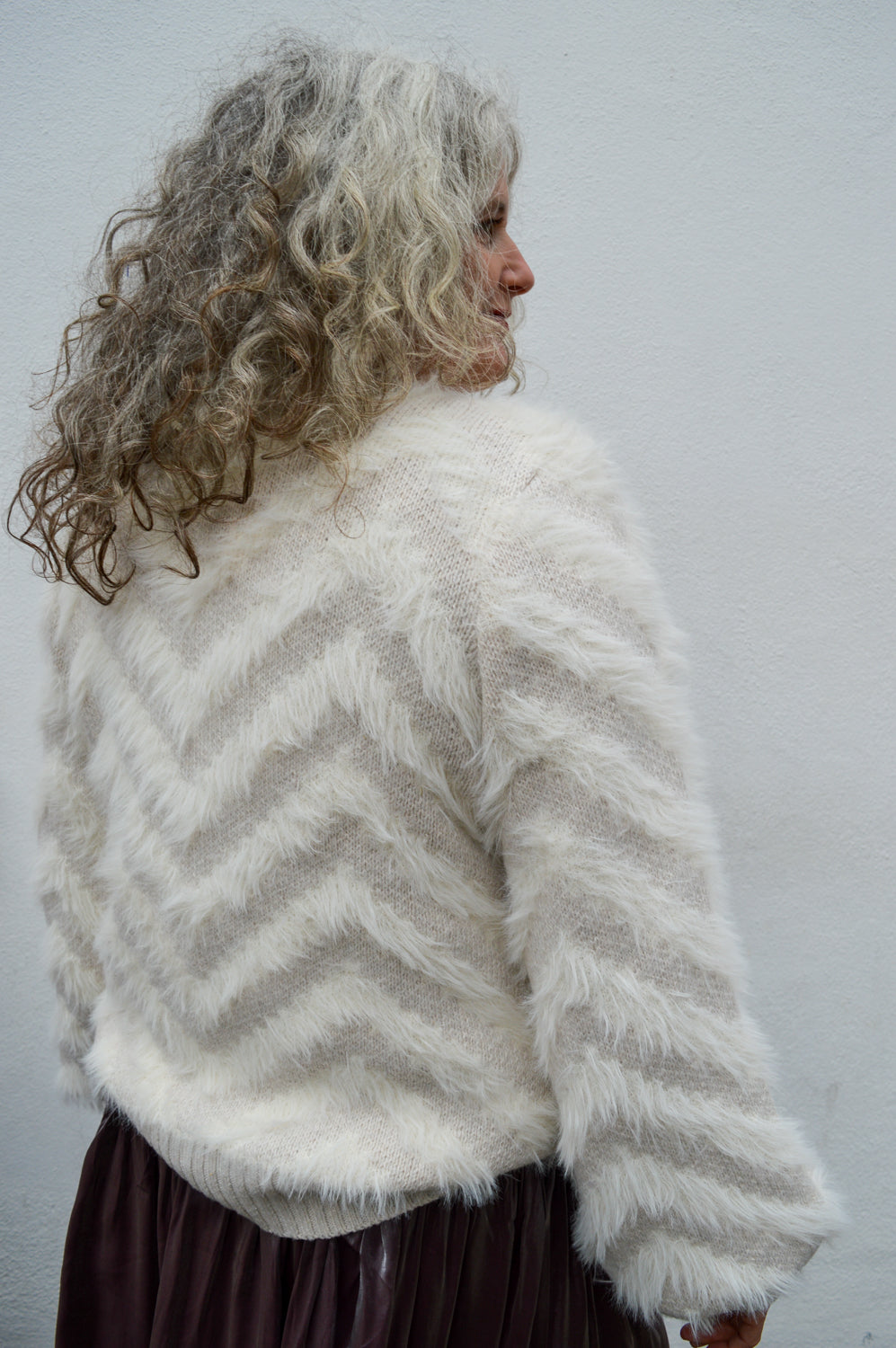 Object Hollow White Sand Chevron Jumper - The Mercantile London