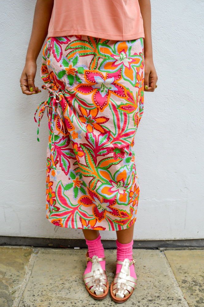 Native Youth Botanical Printed Pink Skirt - The Mercantile London
