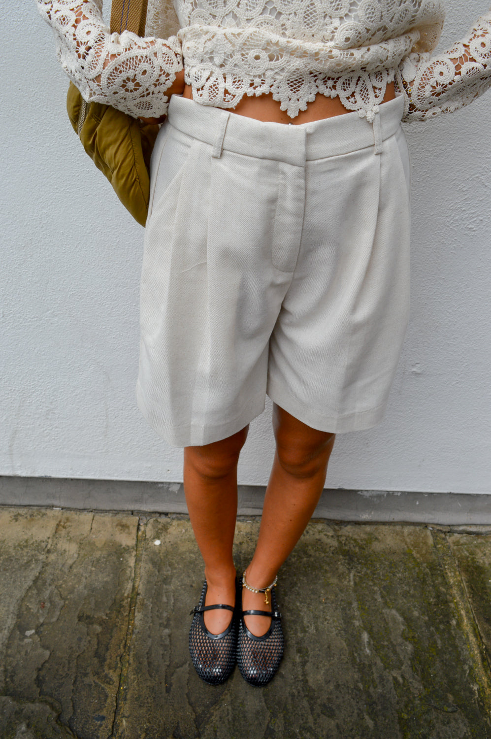 Grace & Mila Pascal Tailored Ecru Bermuda Shorts - The Mercantile London