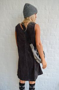 Fransa Salomi Grey Corduroy Dress - The Mercantile London