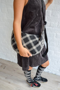Baggu Medium Nylon Mixed Plaid Crescent Bag - The Mercantile London