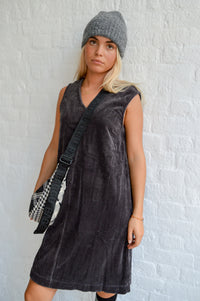 Fransa Salomi Grey Corduroy Dress - The Mercantile London