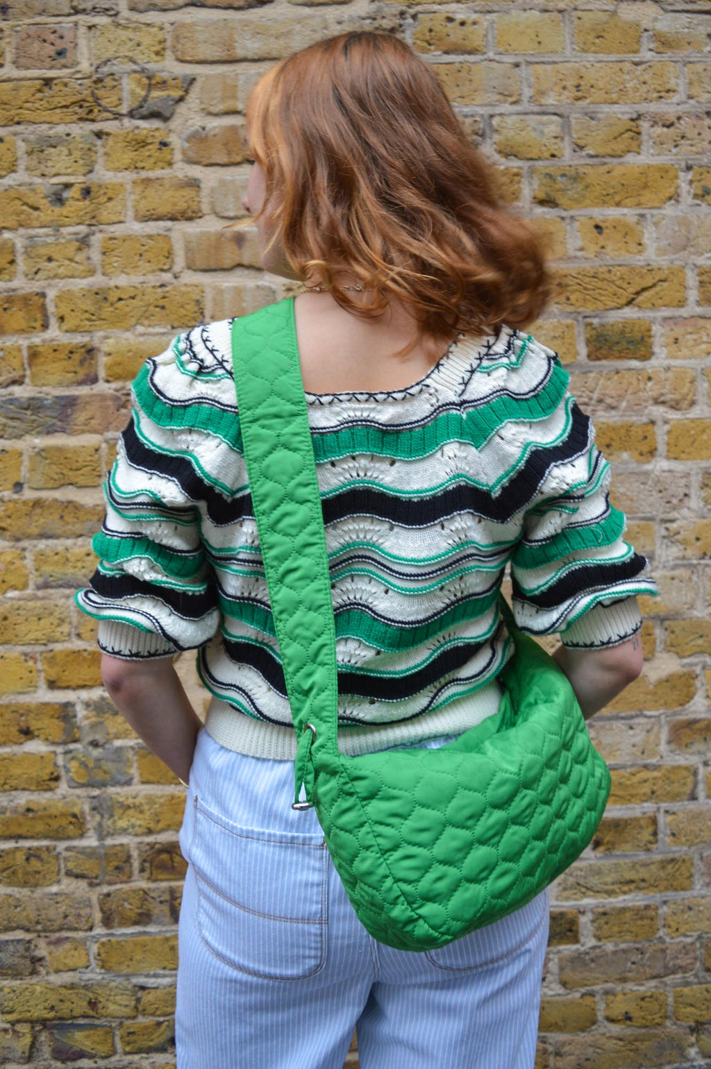 Compania Fantastica Green Quilted Shoulder Bag